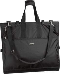 WallyBags 66 inch Tri-fold Destination Garment Bag for Suits, Black